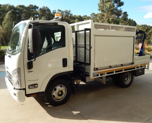 Locker tray with crane