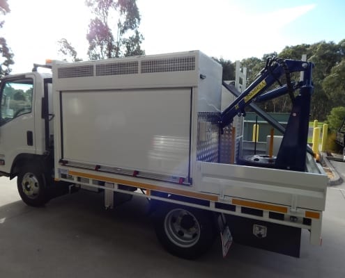 Locker tray with crane